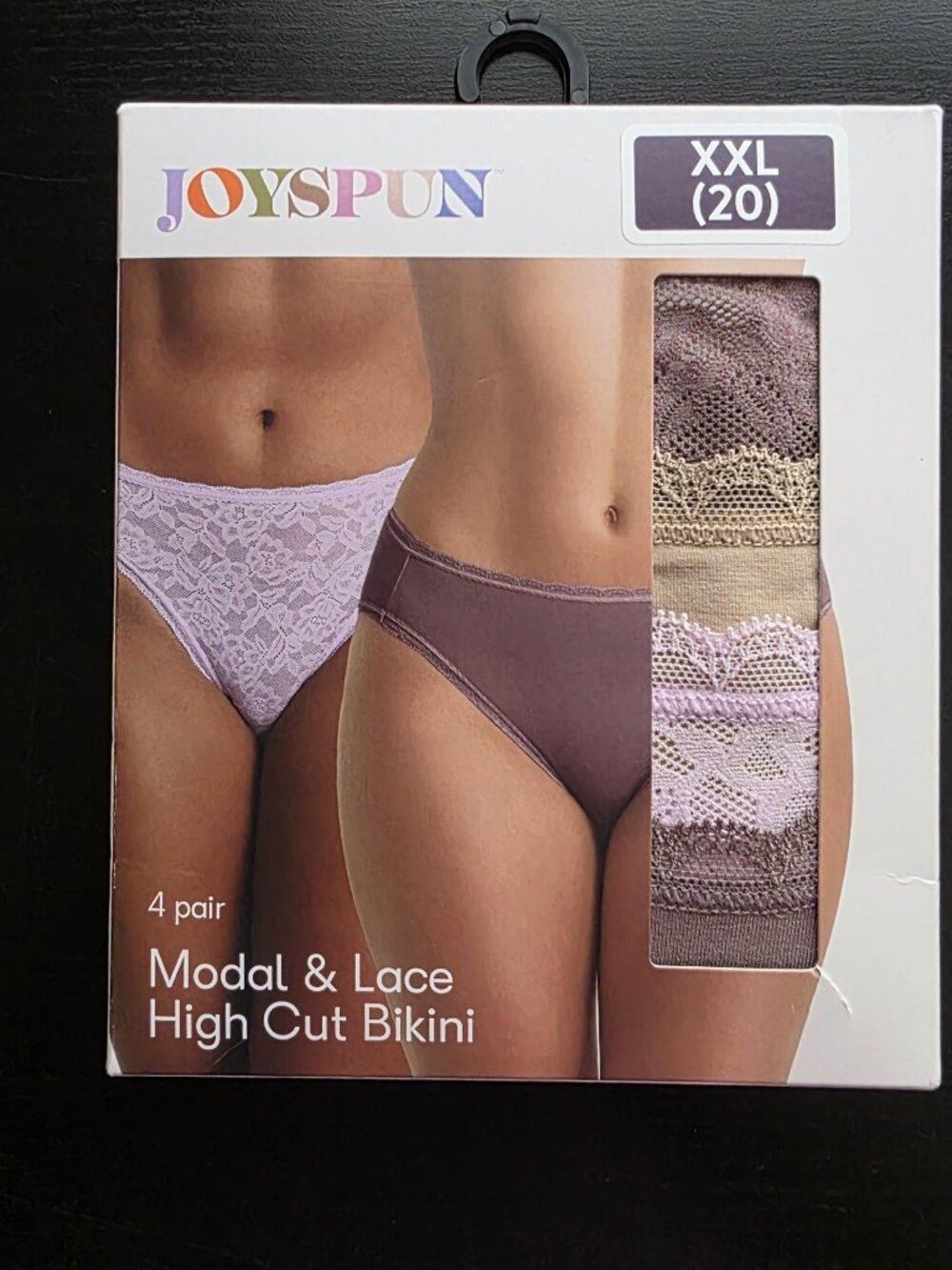 Joyspun Modal Lace High Cut Bikini Cotton Multicolor 4 Pack Size XXL (20)